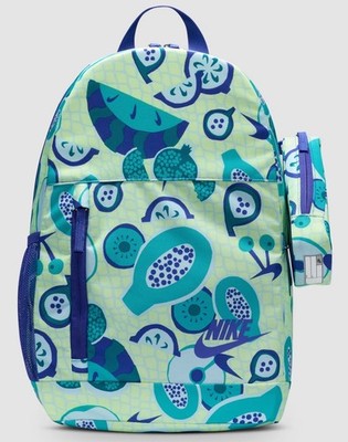 Nike Elemental Big Kids 20L Backpack w/Pencil Case HM6895-701 Green Blue Fruit