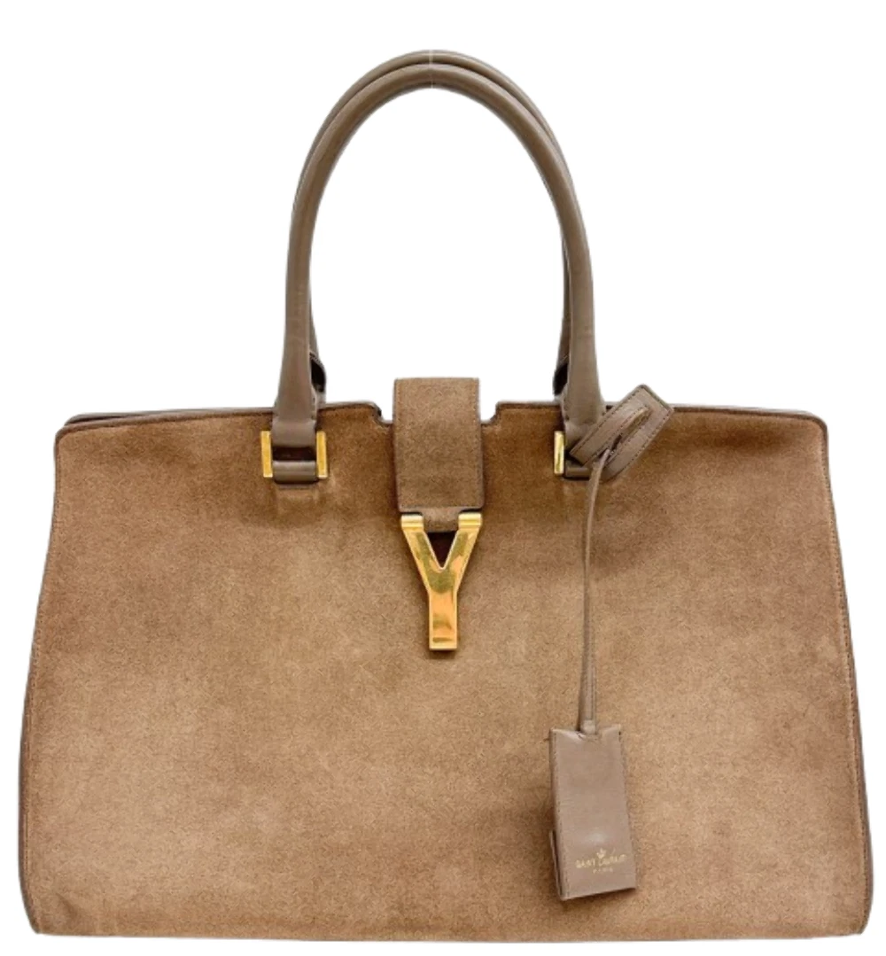 Saint Laurent — SAINT LAURENT Classic Y Cabas Sandy Brown Suede Bag