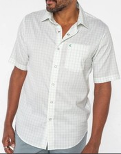 CRIQUET AUSTIN Pearl Snap Performance SS Shirt Mens XL Windowpane Green White