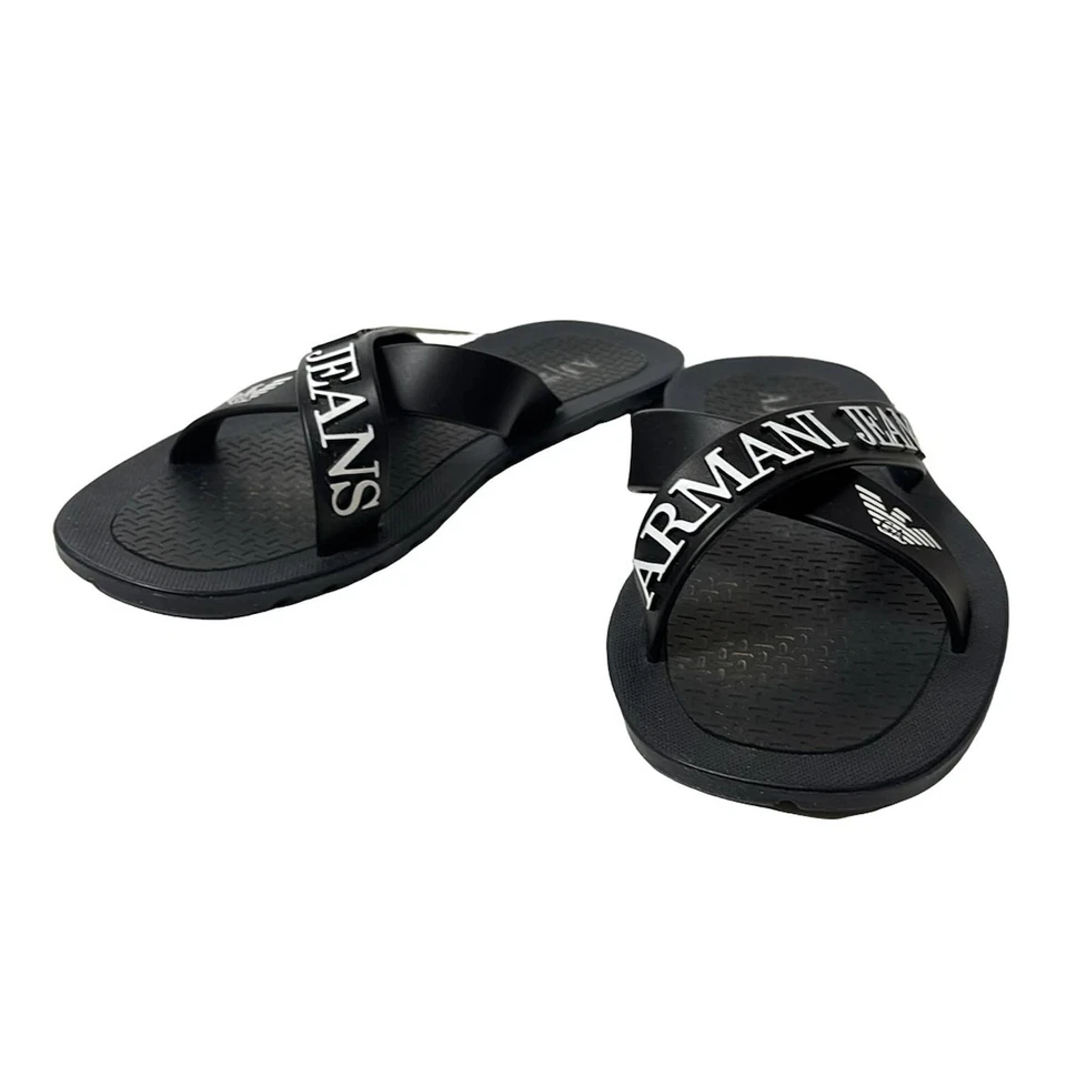 Auth ARMANIJEANS - Black Rubber Men's Sandals - Image 2 of 4