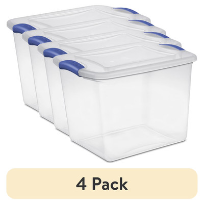 Sterilite 27 Quart Medium Latching Storage Bin, Clear Plastic Stoarge Conatiner 