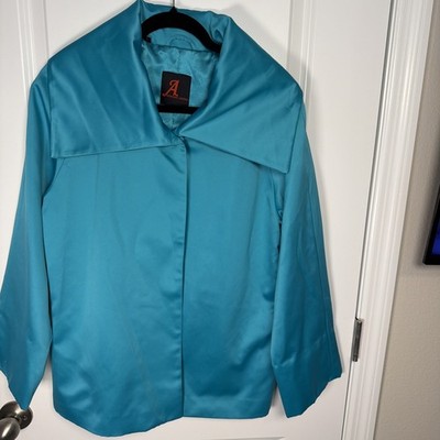 Adrienne Landa  Satin Style Swing Coat Sz S A Line Jacket 60s Old Money Jackie O