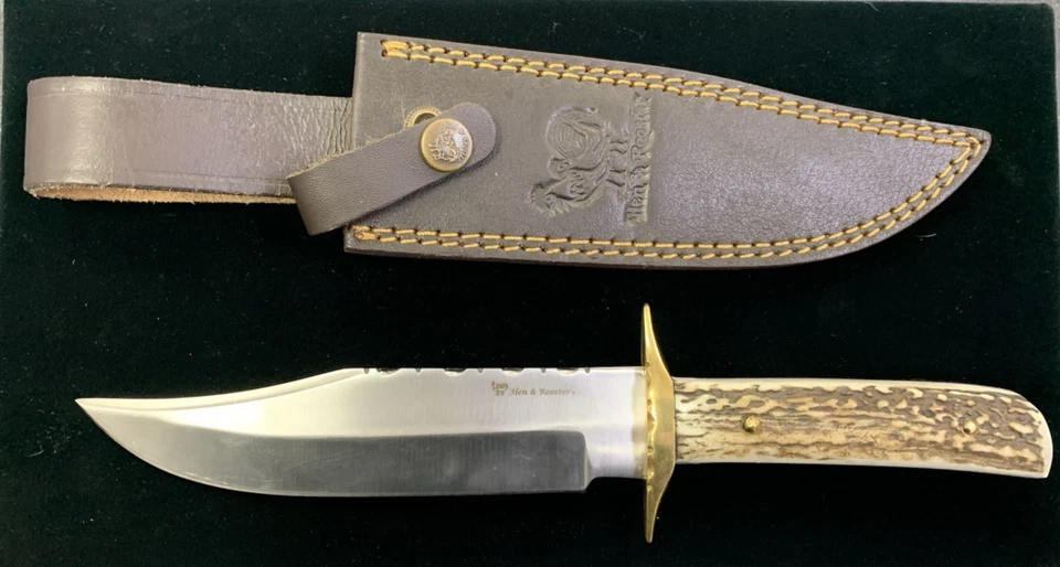 Hen & Rooster HRI-805 Bowie Large Fixed Blade Knife W/ Leather Sheath NIB  - Image 2 of 4