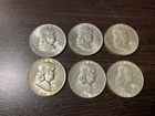 1959 D franklin half dollar's lot of 6 coins-90% silver #11
