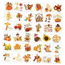 72pcs Fall Religious Temporary Tattoos,Bible Thanksgiving Christian Tattoos