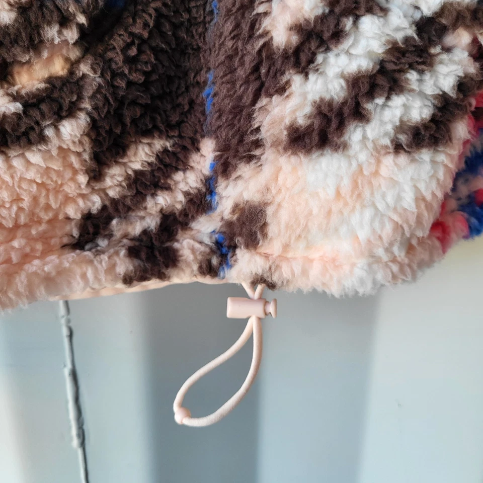 SO Pile High Quarter Zip Sherpa Jacket Women's Large Pink Plaid NWT - Image 4 of 4