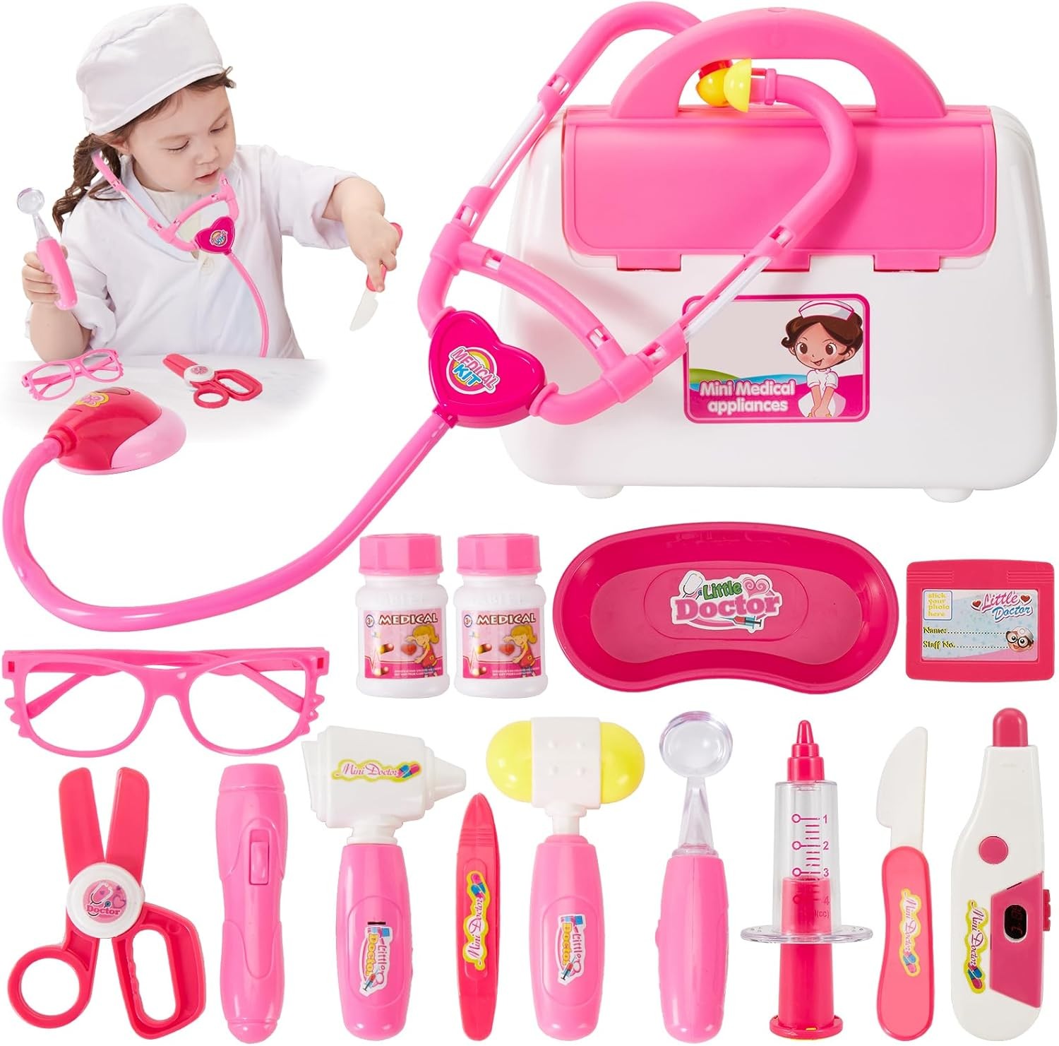 BUYGER Girls Toys Doctor Nurse Vet Set Toys for 3 Year Old Girls Gifts Medical