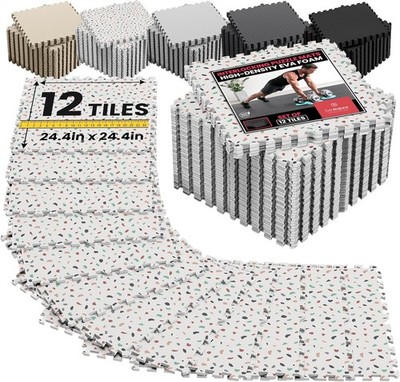 bemaxx Gym Mats Set - 12 pcs EVA Interlocking Foam Floor Tiles