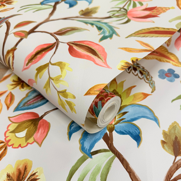 Holden Decor Boho Garten Vliestapete 14470 Creme Jacobean Floral Muster-image