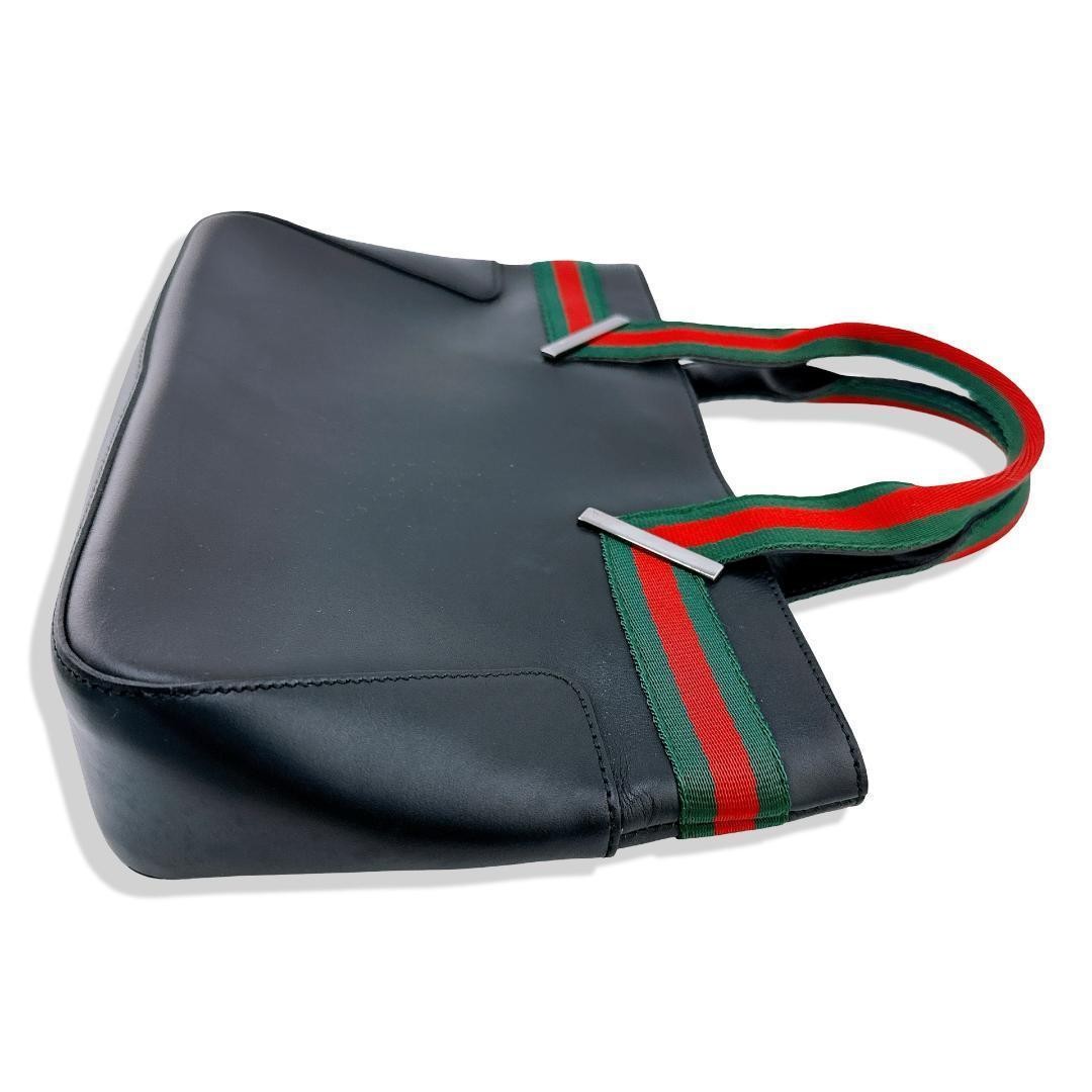 Gucci Mini Leather Handbag Black Sherry Line Authentic Women's Tote Bag thumbnail 4