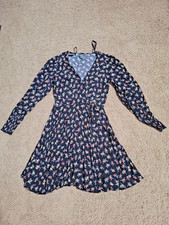 Wild Fable Women's Black Floral Long Sleeve Mini Dress Size Extra Small Casual