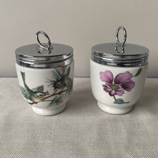 2 Vintage Royal Worcester Porcelain Egg Coddlers King size