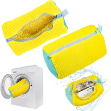 2pcs Large Shoe Laundry Bags for Washing Machine, Reusable Mesh Zipper Bags