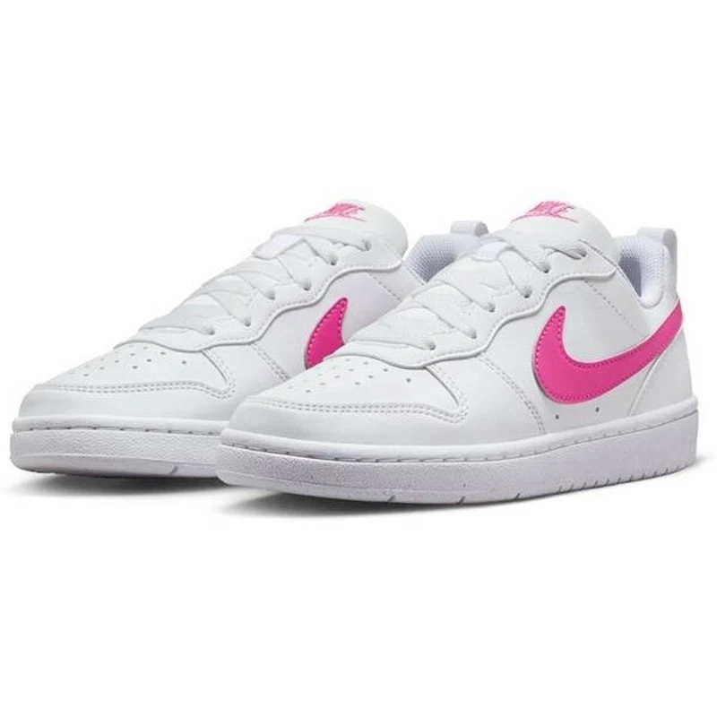 Scarpe Nike Unisex Bambino Court Borough Basse Recraft Nuove con etichette Bianco Laser Fucsia Taglia 4Y