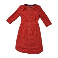 Anthropologie Maeve Anaheim Corduroy Shirt Dress Orange Red Button Front 2 EUC