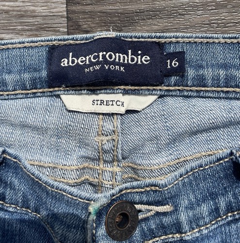 Abercrombie Mackenzie Jeans Girls 16 Blue Flared Leg Low Rise Y2K Classic 28x31 - Picture 6 of 11