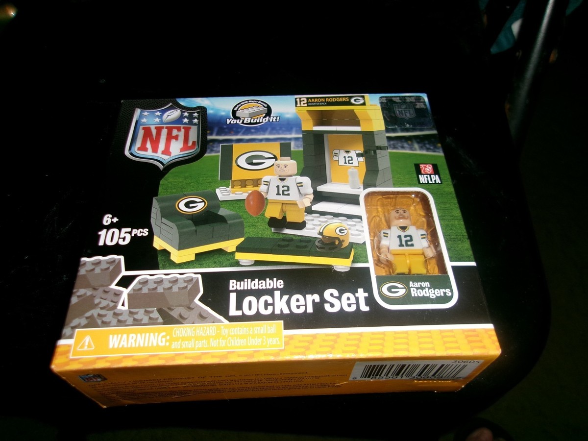 Green Bay Packers Aaron Rodgers Brick NFL Locker Set 105 Pcs OYO