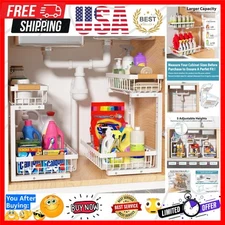 Elegant Under Sink Organizer 2-Pack - Height Adjustable, 2-Tier Storage Solution