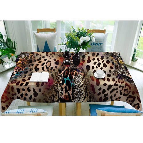 Leopard Print Table Cloths Rectangle African Animal Cheetah Wildlife Spotted ... - Picture 3 of 4