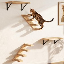 Cat Wall Shelves Stairs Cat Wall Furniture Mounted, 2PCS Shelves  2PCS 4 Ste...