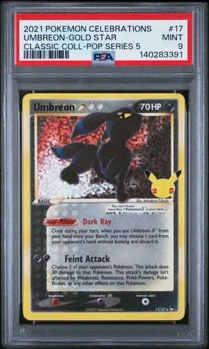 2021 POKEMON CELEBRATIONS CLASSIC COLL #17 UMBREON-GOLD STAR PSA 9