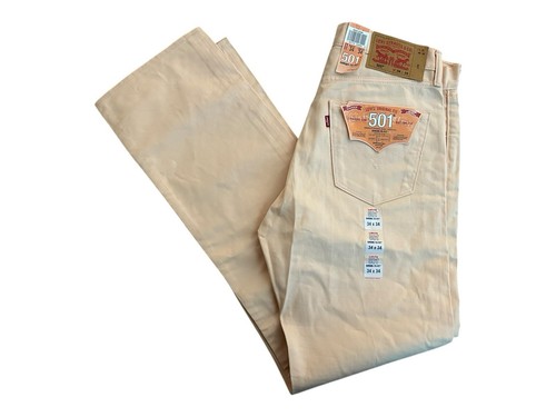 Levi's 501 Jeans Herren 34x34 Original Shrink to Fit Button Fly Straight Peach
