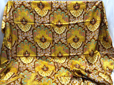 Scarf Vintage Paisley Yellow Gold Teal Brown Pink 45x45  Silky