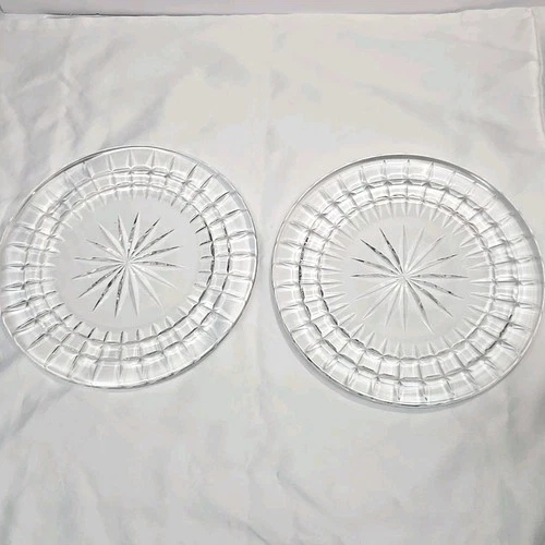 2 Waterford Crystal Glenmore Design 7-7/8" Salad Plates Ireland Acid-etched