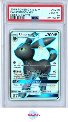 UMBREON GX POKEMON SV69 2019 HIDDEN FATES FULLART SHINY ENGLISH PSA 10