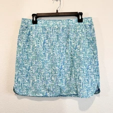 Chico’s Active Skort Blue Green Abstract Print Tennis Golf Athletic Skirt 10
