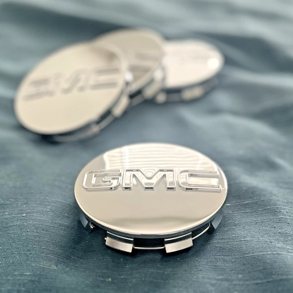 Tapacubos centrales de rueda 4x 83 mm 3,25 pulgadas GMC plateados brillantes para Sierra Yukon Denali Foto 2 de 4