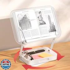 ASIEIT Book Stand for Reading, Adjustable Book Holder with 360° Rotating Base