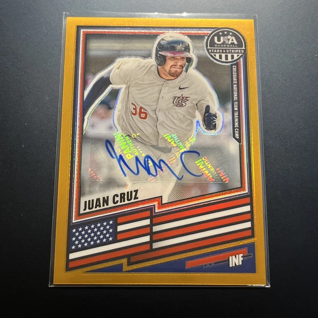 2026 Panini USA Stars & Stripes Juan Cruz GOLD PRIZM SSP AUTO #'d 03/10 (C1)