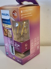 Philips LED Classic E27 WarmGlow 40W Warm White Dimmable Clear Teardrop Lamp