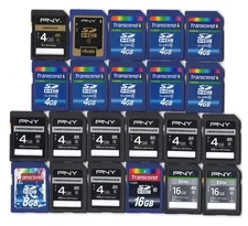 Lot 22x Transcend / PNY 4GB 8GB 16GB SDHC Camera Memory Cards