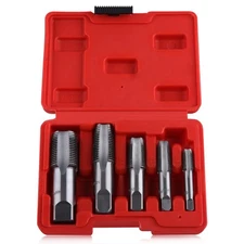 5-Piece NPT Pipe Tap Set 1/8", 1/4", 3/8", 1/2", 3/4" Thread Forming Tap, Gcr...