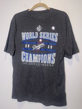 NEW 2025 World Series Champions LA Dodgers T-Shirt L Gray MLB Official Fan Gear