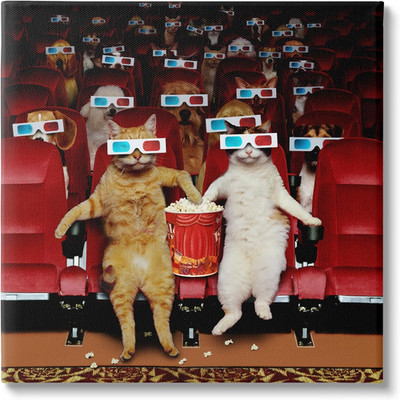 Cats at 3D Movie Theater Canvas Wall Art Design by Lund Roeser