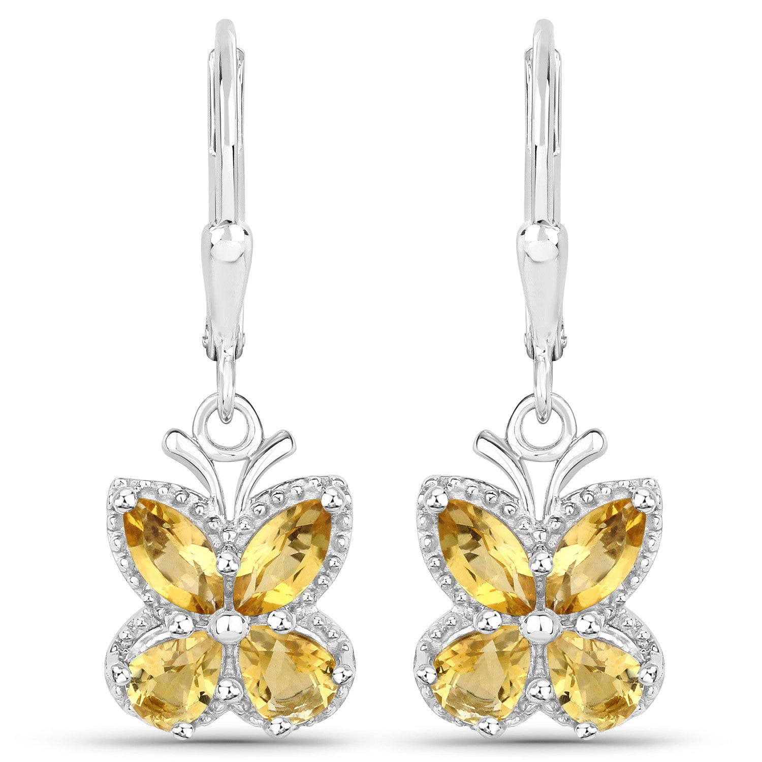 2.16 Carat Genuine Citrine Sterling Silver Elegant Drop Earrings