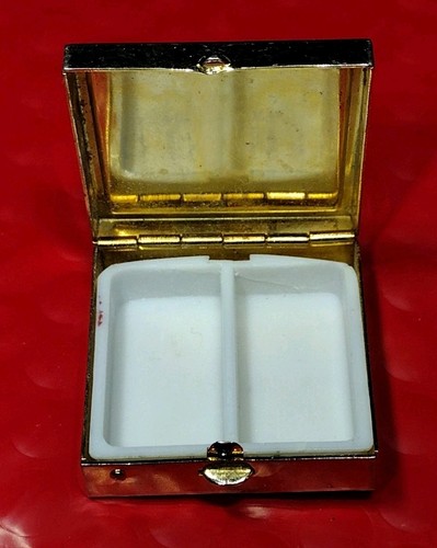 Portapillole vintage Cloisonne smalto farfalla floreale tono oro portapillole cerniera - Foto 11 di 14