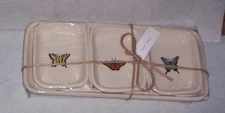 Rae Dunn Butterfly Serving Tray & 3  Condiments Snack Dishes