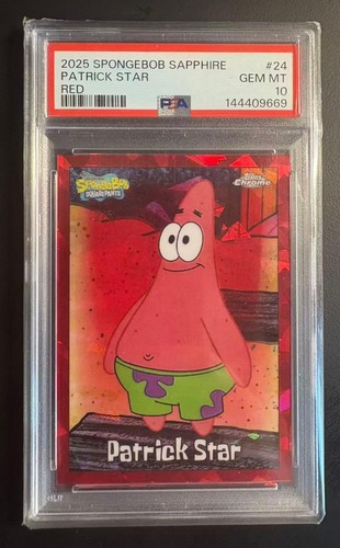 Patrick Star 2025 Topps Chrome Sapphire SpongeBob SquarePants Red 2/5 PSA 10