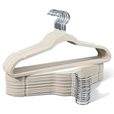 Sishynio Velvet Hangers 30 Pack, Non-Slip Slim Felt Clothes Hangers Beige