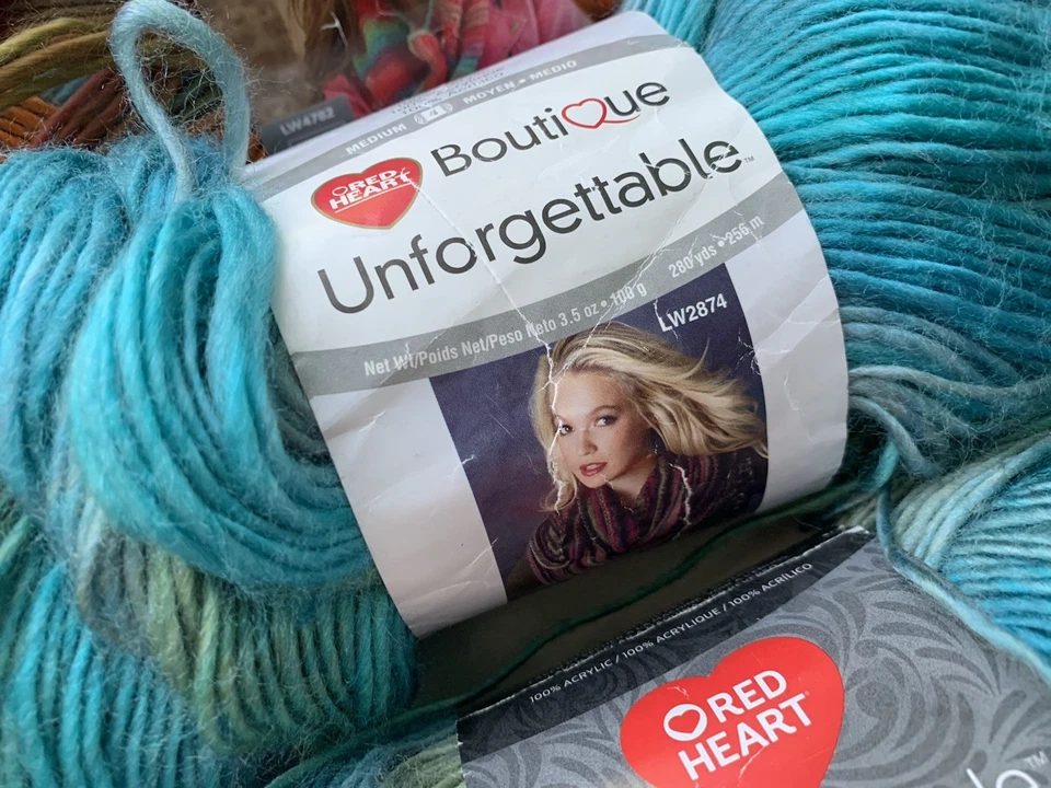 Red Heart UNFORGETTABLE - Yarn Lot (1) Sunrise (2) Tidal - 270 yds / 3.5 oz - Image 4 of 4