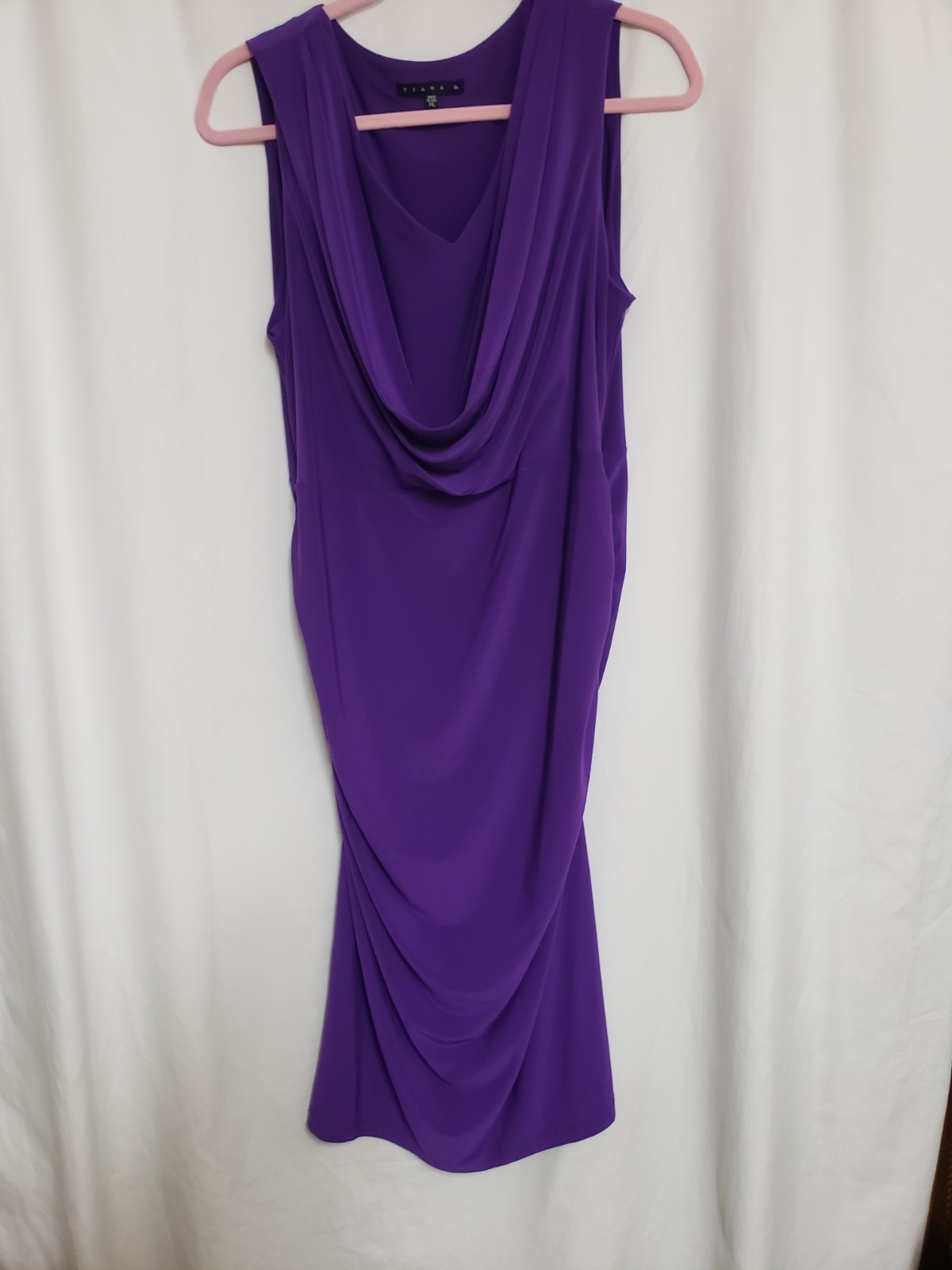 Tiana B Sleeveless Drape Midi Dress In Violet  Size XL