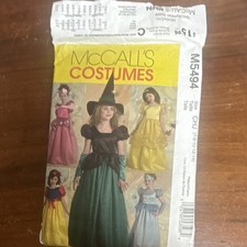 McCall's M5494 Girls Princess Costume Dress Sewing Pattern Child 7-14 Cut