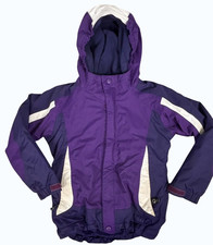 REI Girls Timber Mountain Snow Jacket Sz XS 4/5 Purple Insulated Hood Ski Winter