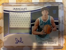 Tidjane Salaun Patch Autograph Premium Immaculate Rookie Hornets Blue /25