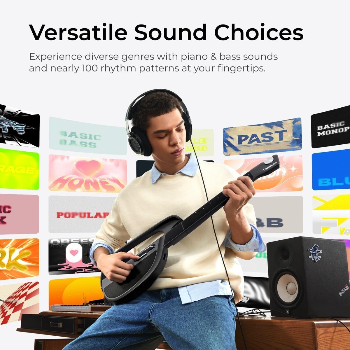 LiberLive C1 Stringless Electric Smart Guitar FoldablBuilt-in Drum