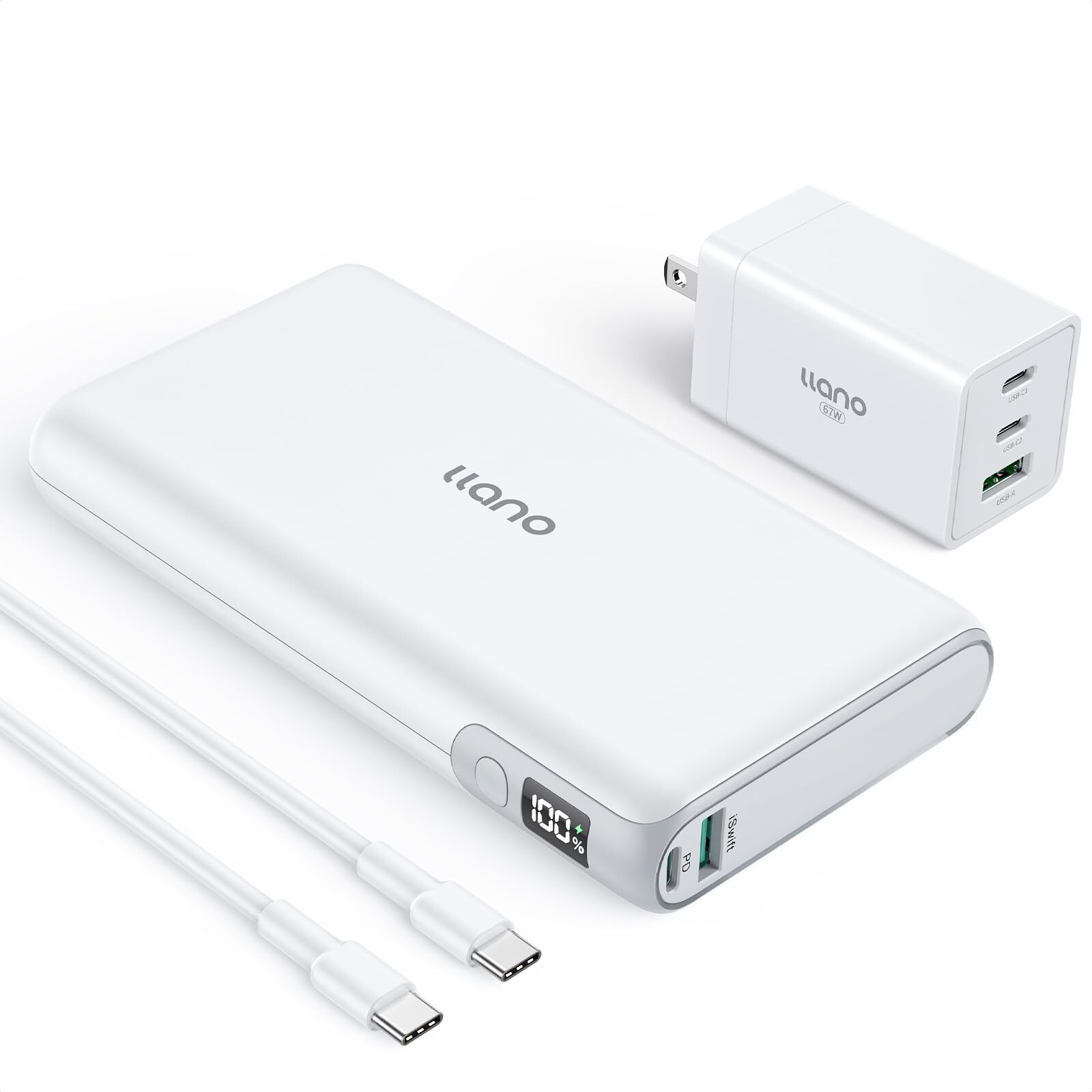 llano 30,000 mAh Laptop Power Bank, 100W Fast Charging PD3.0, QC4.0 Compatibl...
